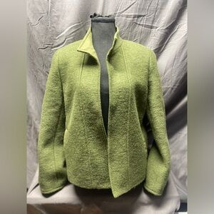 DONCASTER pea Green Wool Blend open Front Coat Jacket sz 6 s m